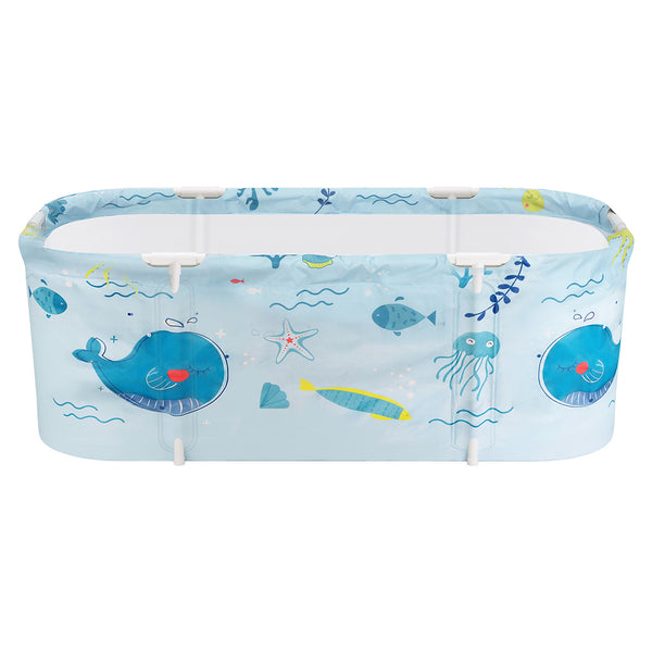 Weisshorn Foldable Bathtub PVC Spa Bucket Inflatable Cushion 134x65cm Blue Weisshorn