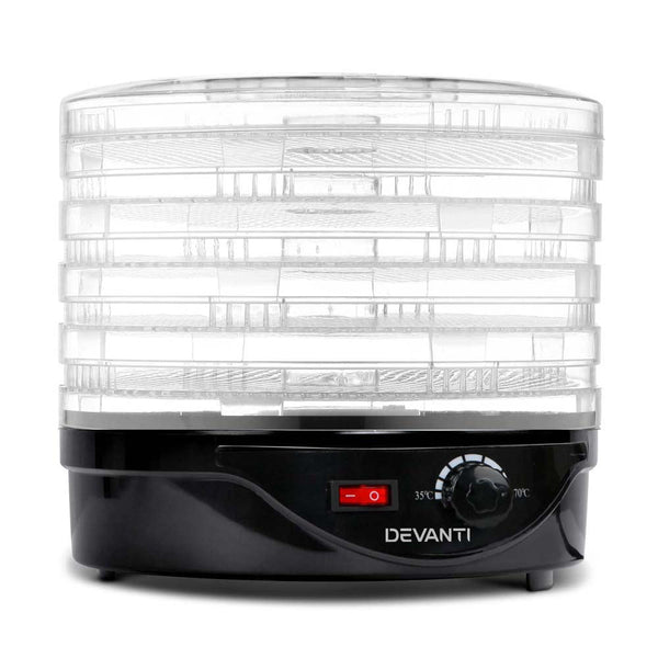 Devanti 5 Trays Food Dehydrator Fruit Dehydrators Pet Beef Jerky Dryer Black Devanti