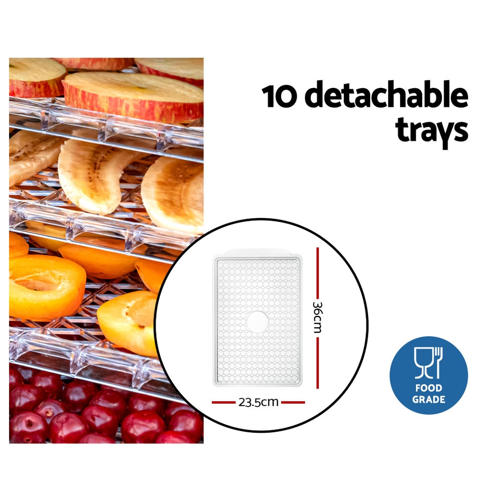 Devanti Food Dehydrator Fruit Meat Dryer Beef Jerky Maker Food Reserver 10 Trays Devanti