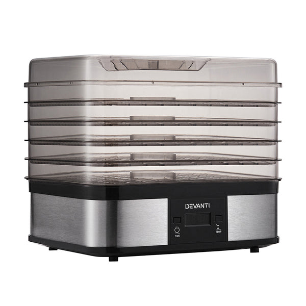 Devanti Food Dehydrator with 5 Trays - Silver freeshipping - Awezingly