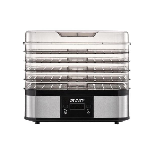Devanti Food Dehydrator with 5 Trays - Silver freeshipping - Awezingly