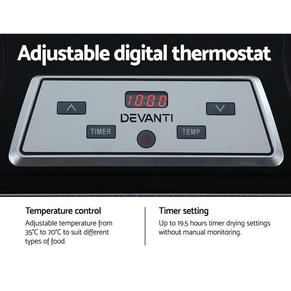 Devanti 9 Tray Food Dehydrators Commercial Beef Jerky Maker Fruit Dryer Black freeshipping - Awezingly