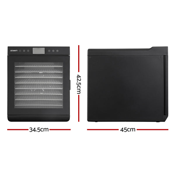 Devanti Food Dehydrators Stainless Steel Jerky Dehydrator Fruit Dryer 10 Trays freeshipping - Awezingly