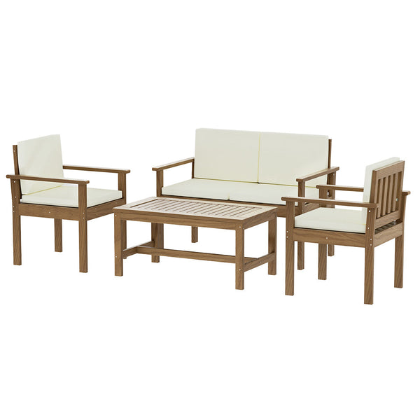 Gardeon Outdoor Sofa Set 4-Seater Acacia Wood Lounge Setting Table Chairs Gardeon