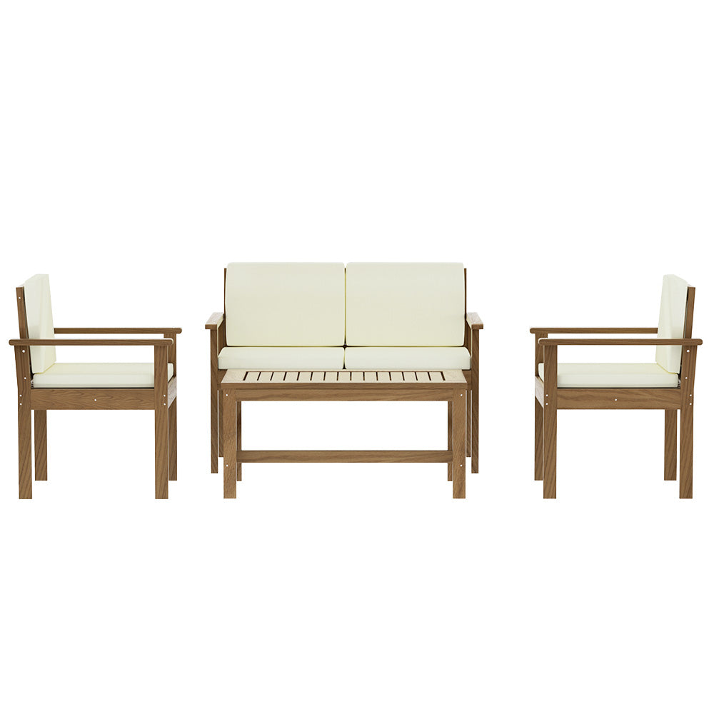 Gardeon Outdoor Sofa Set 4-Seater Acacia Wood Lounge Setting Table Chairs Gardeon