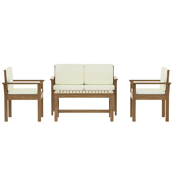 Gardeon Outdoor Sofa Set 4-Seater Acacia Wood Lounge Setting Table Chairs Gardeon