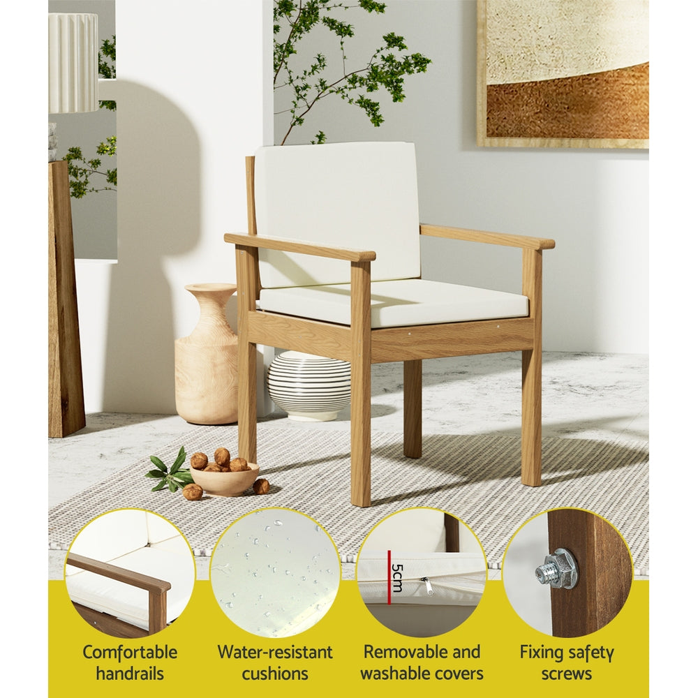 Gardeon Outdoor Sofa Set 4-Seater Acacia Wood Lounge Setting Table Chairs Gardeon