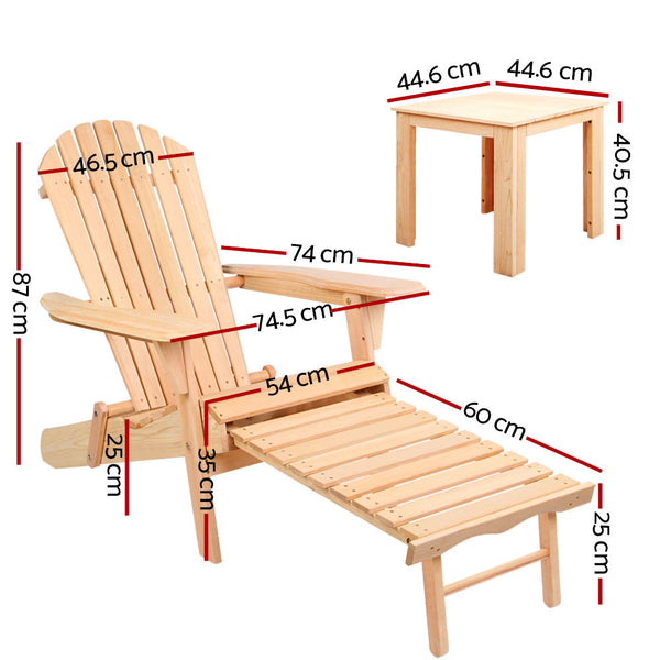 Gardeon 3 Piece Outdoor Beach Chair and Table Set Gardeon
