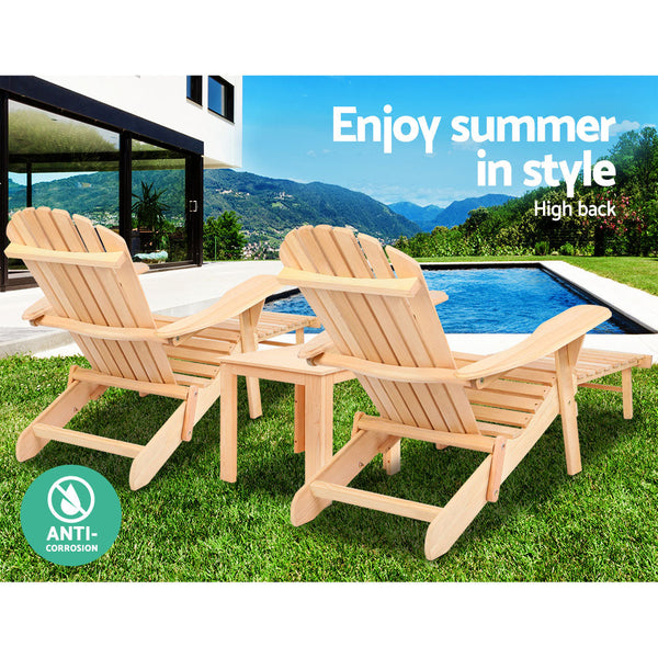 Gardeon 3 Piece Outdoor Beach Chair and Table Set Gardeon
