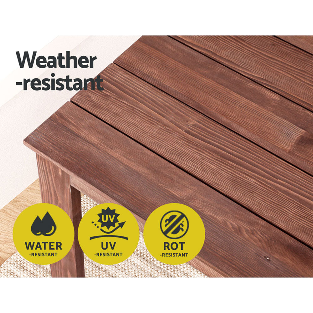 Gardeon Coffee Side Table Wooden Desk Outdoor Furniture Camping Garden Brown Gardeon