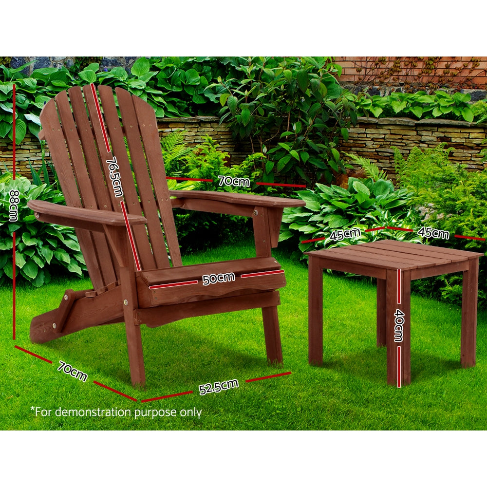 Gardeon Outdoor Folding Beach Camping Chairs Table Set Wooden Adirondack Lounge freeshipping - Awezingly
