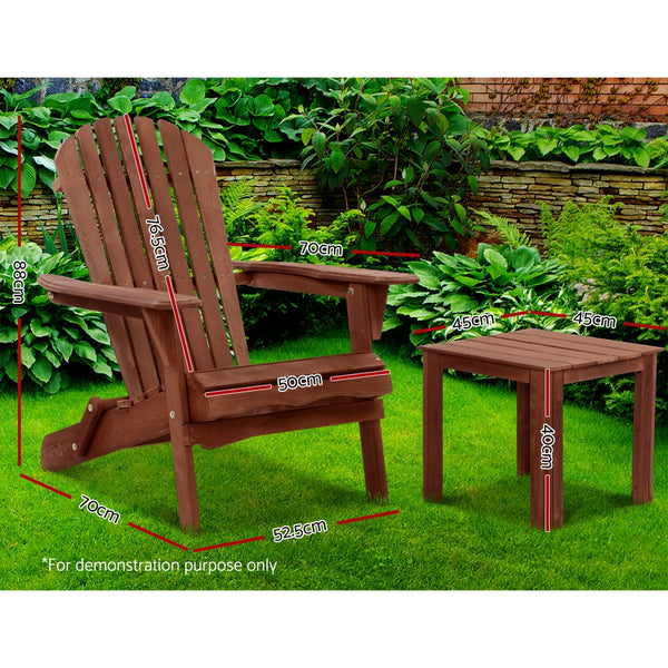 Gardeon Outdoor Folding Beach Camping Chairs Table Set Wooden Adirondack Lounge freeshipping - Awezingly