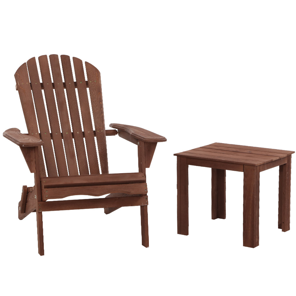 Gardeon Outdoor Folding Beach Camping Chairs Table Set Wooden Adirondack Lounge freeshipping - Awezingly