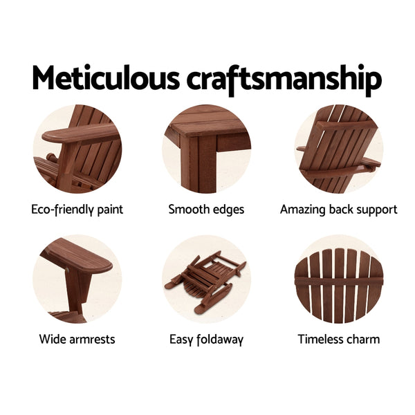 Gardeon Outdoor Folding Beach Camping Chairs Table Set Wooden Adirondack Lounge freeshipping - Awezingly