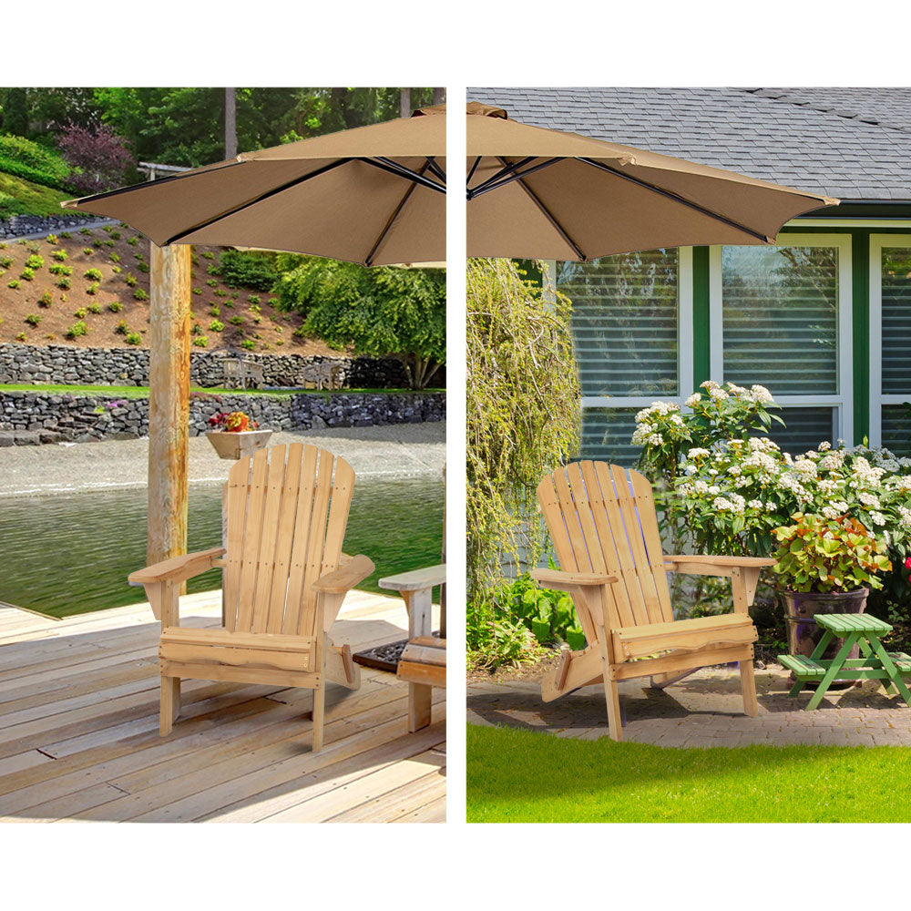 Gardeon 3 Piece Wooden Outdoor Beach Chair and Table Set Gardeon