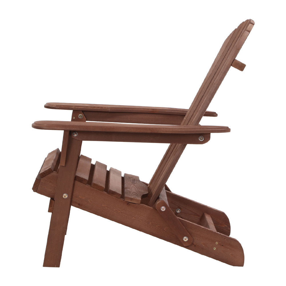 Gardeon 3PC Outdoor Setting Beach Chairs Table Wooden Adirondack Lounge Garden freeshipping - Awezingly