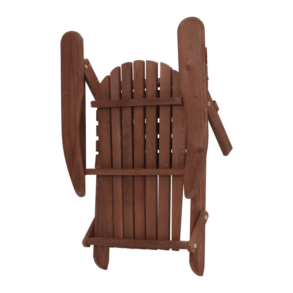 Gardeon 3PC Outdoor Setting Beach Chairs Table Wooden Adirondack Lounge Garden freeshipping - Awezingly