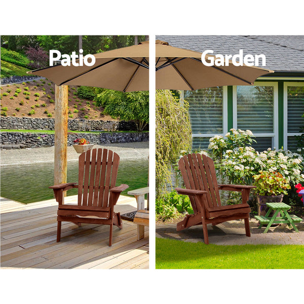 Gardeon 3PC Outdoor Setting Beach Chairs Table Wooden Adirondack Lounge Garden freeshipping - Awezingly