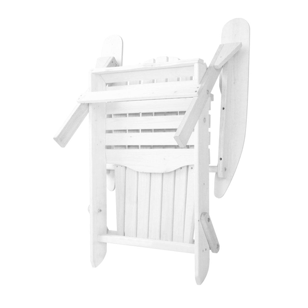 Gardeon 3 Piece Outdoor Adirondack Beach Chair and Table Set - White freeshipping - Awezingly