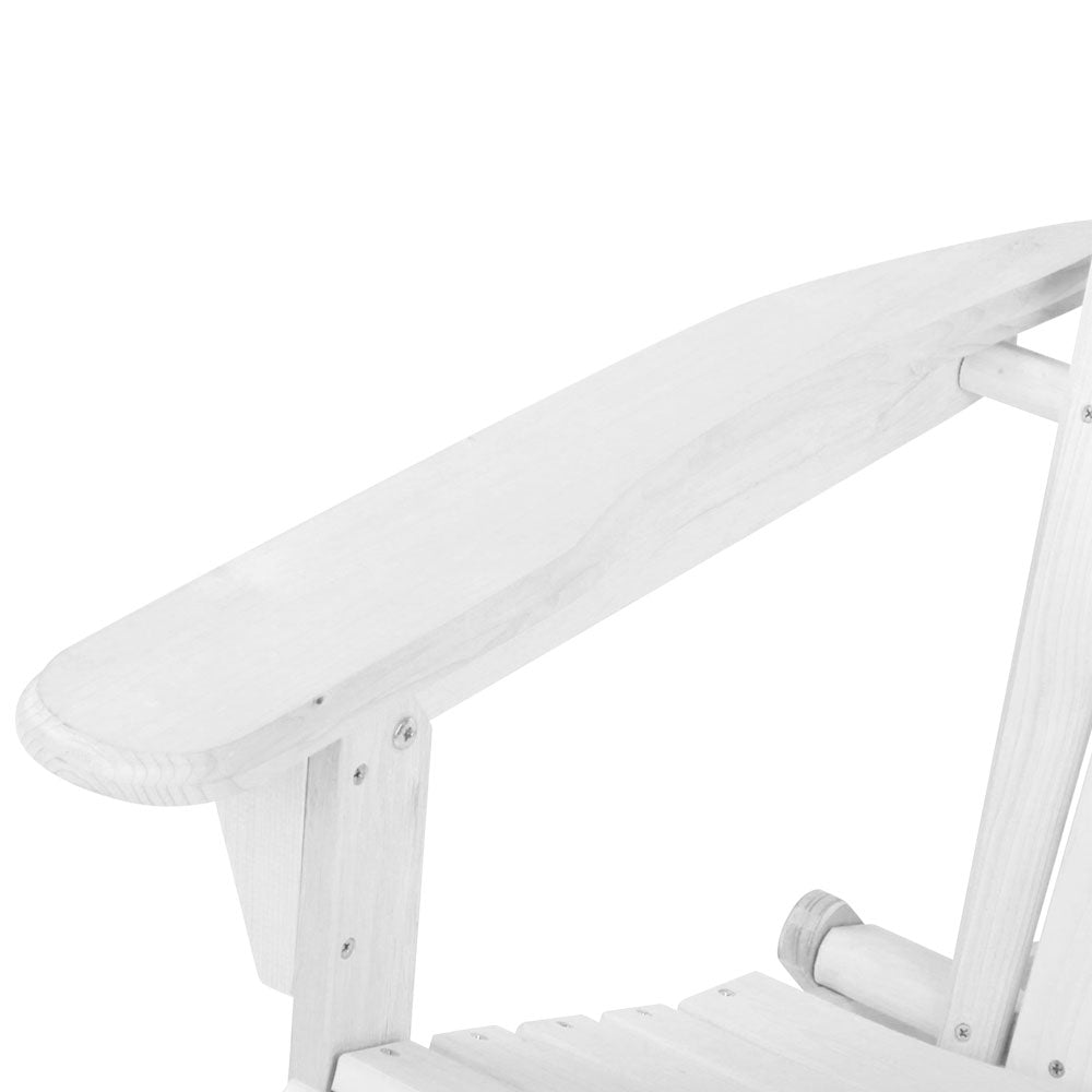Gardeon 3 Piece Outdoor Adirondack Beach Chair and Table Set - White freeshipping - Awezingly