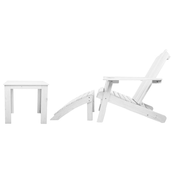 Gardeon Outdoor Sun Lounge Beach Chairs Table  Patio - White freeshipping - Awezingly