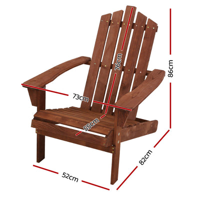 Gardeon Outdoor Sun Lounge Beach Chairs Table Setting Wooden Adirondack Patio Brown Chair
