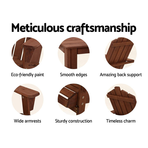 Gardeon Outdoor Sun Lounge Beach Chairs Table Setting Wooden Adirondack Patio Brown Chair freeshipping - Awezingly