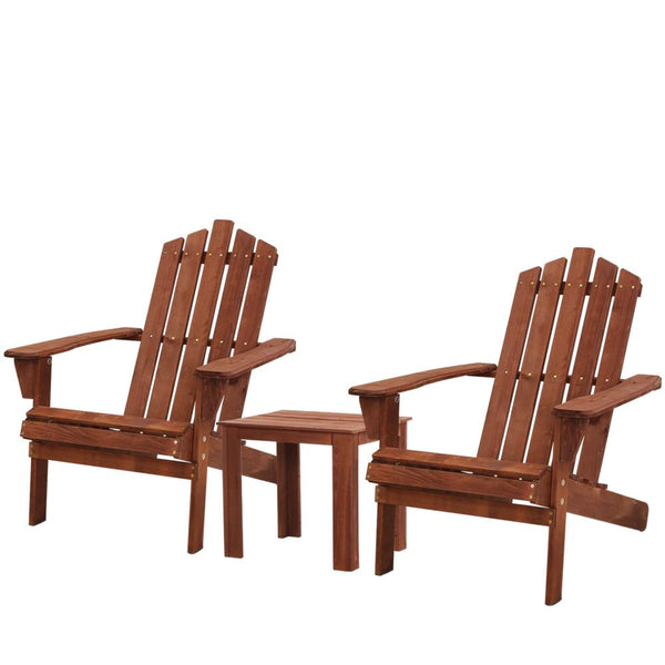 Gardeon Outdoor Sun Lounge Beach Chairs Table Setting Wooden Adirondack Patio Chair Brown freeshipping - Awezingly