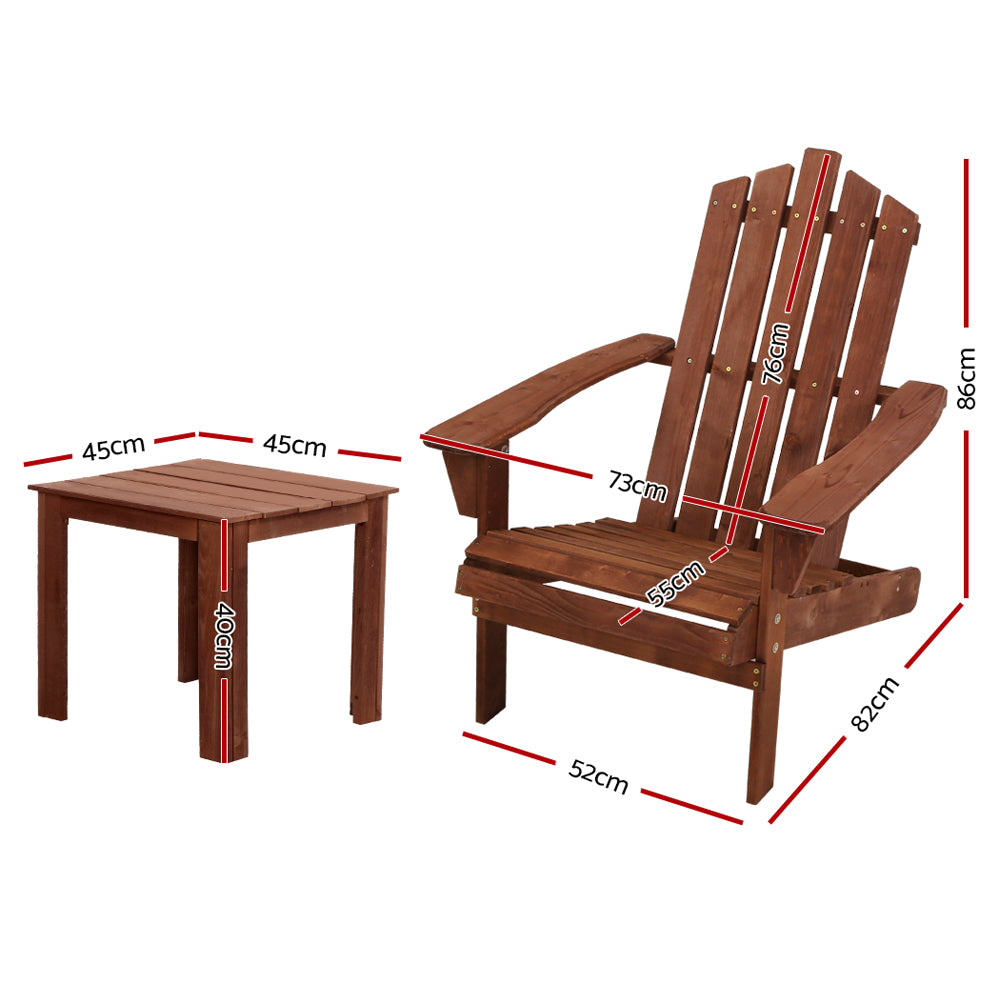 Gardeon Outdoor Sun Lounge Beach Chairs Table Setting Wooden Adirondack Patio Chair Brown freeshipping - Awezingly