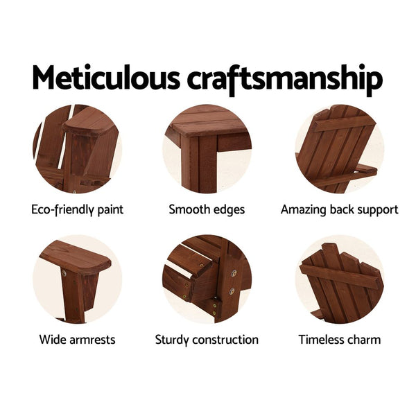 Gardeon Outdoor Sun Lounge Beach Chairs Table Setting Wooden Adirondack Patio Chair Brown freeshipping - Awezingly