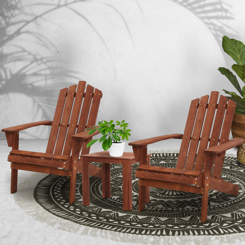 Gardeon Outdoor Sun Lounge Beach Chairs Table Setting Wooden Adirondack Patio Chair Brown freeshipping - Awezingly