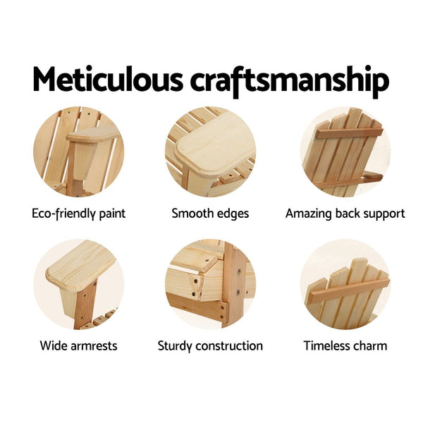 Gardeon Outdoor Sun Lounge Beach Chairs Table Setting Wooden Adirondack Patio Natural Wood Chair freeshipping - Awezingly