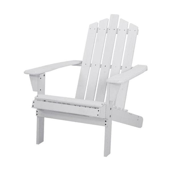 Gardeon Outdoor Sun Lounge Beach Chairs Table Setting Wooden Adirondack Patio - White freeshipping - Awezingly
