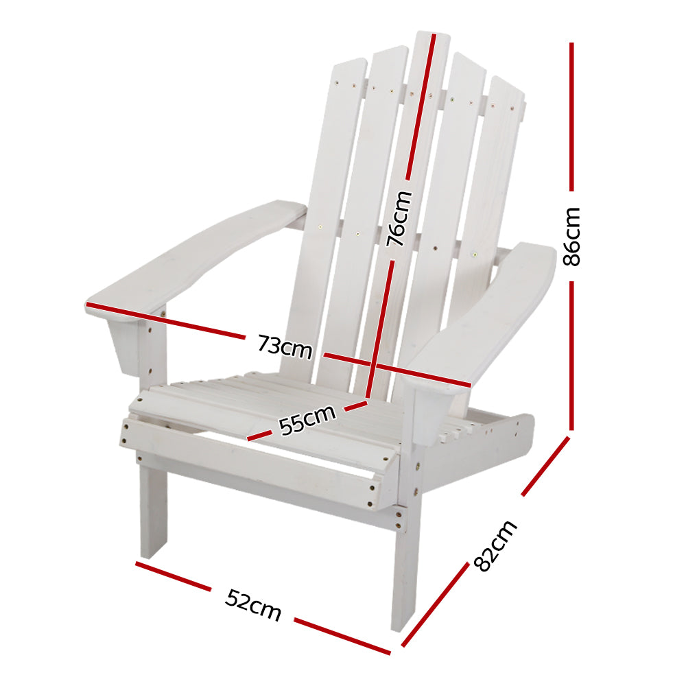 Gardeon Outdoor Sun Lounge Beach Chairs Table Setting Wooden Adirondack Patio - White freeshipping - Awezingly