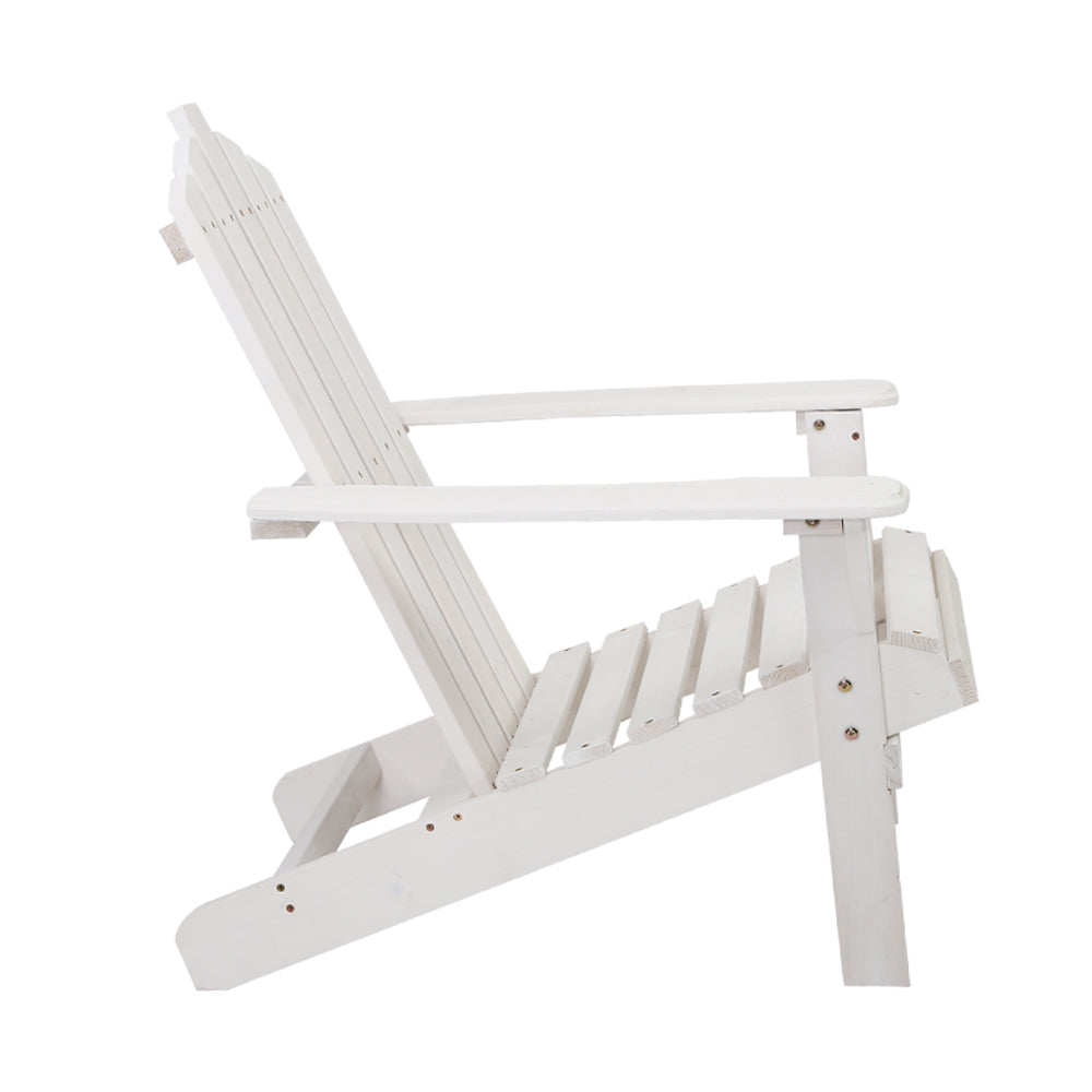 Gardeon Outdoor Sun Lounge Beach Chairs Table Setting Wooden Adirondack Patio - White freeshipping - Awezingly