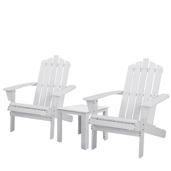 Gardeon Outdoor Sun Lounge Beach Chairs Table Setting Wooden Adirondack Patio Chair White freeshipping - Awezingly