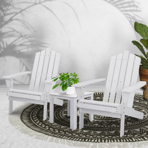 Gardeon Outdoor Sun Lounge Beach Chairs Table Setting Wooden Adirondack Patio Chair White freeshipping - Awezingly