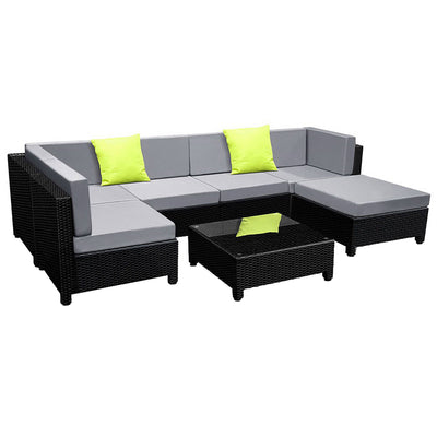 Gardeon 7PC Sofa Set Outdoor Furniture Wicker Couches Garden Patio Pool