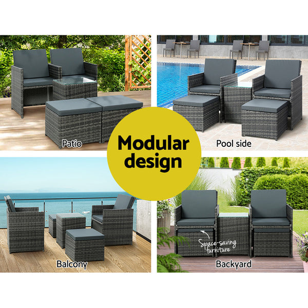 Gardeon Recliner Chairs Sun Lounge Wicker Lounger Outdoor Furniture Patio Sofa Gardeon