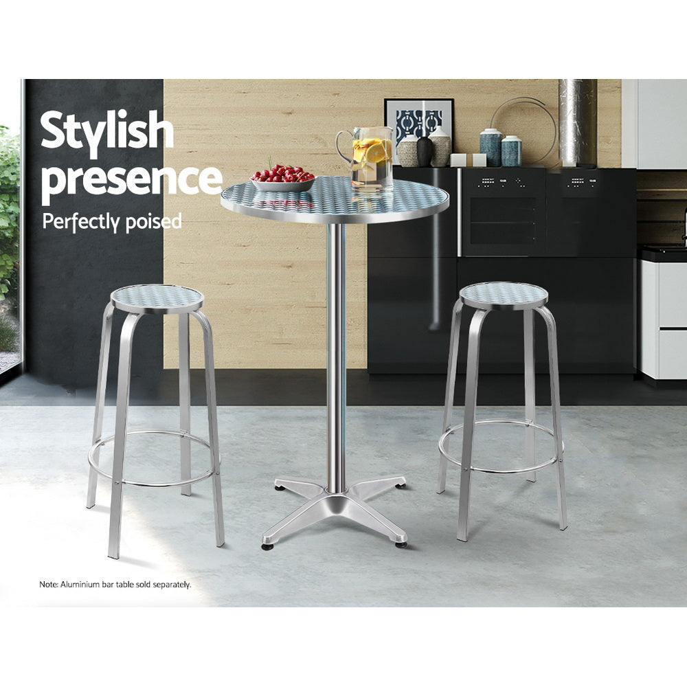 Gardeon Set of 2 Outdoor Bar Stools Patio Furniture Indoor Bistro Kitchen Aluminum freeshipping - Awezingly