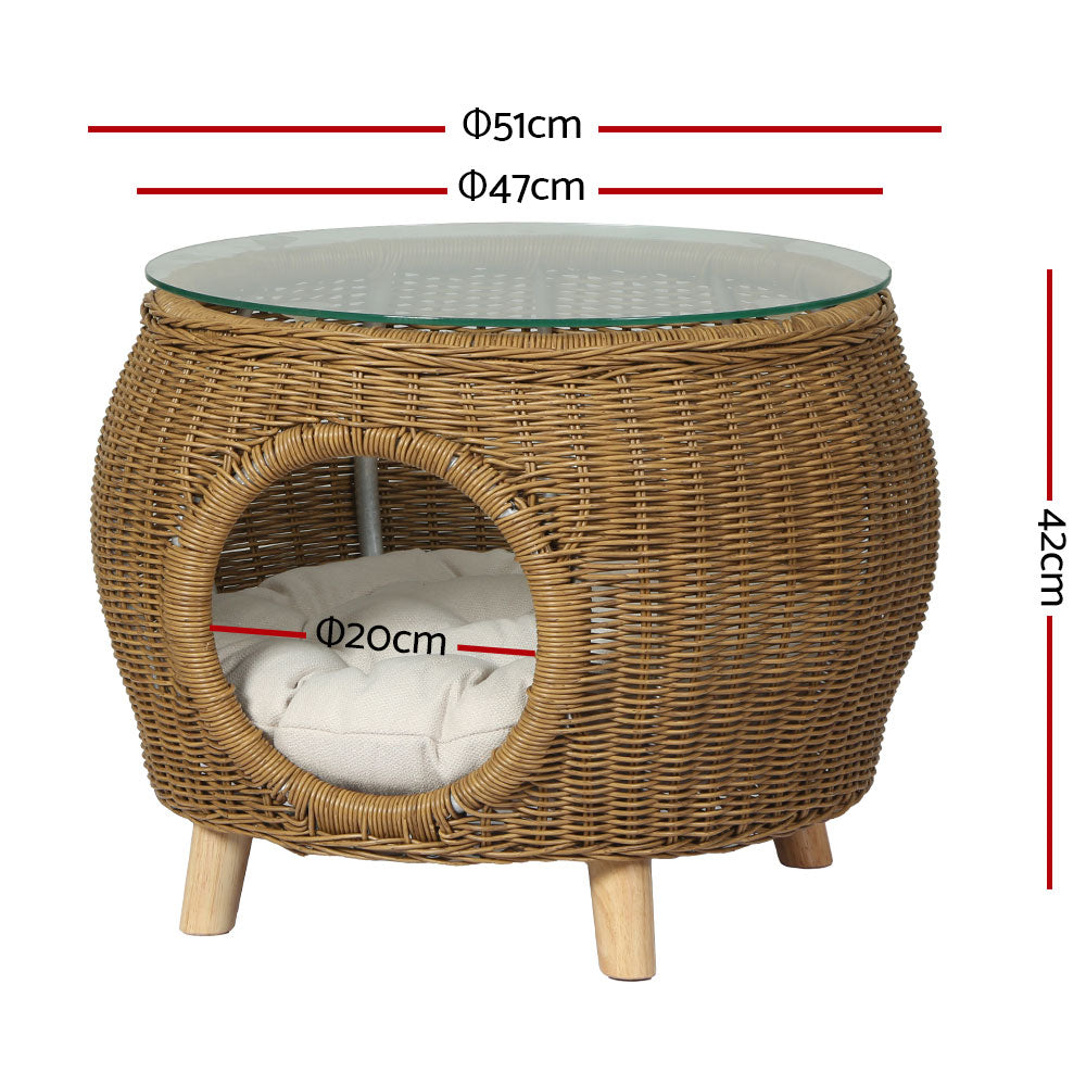 Gardeon Side Table Coffee Pet Bed Wicker Indoor Outdoor Furniture Patio Desk Gardeon