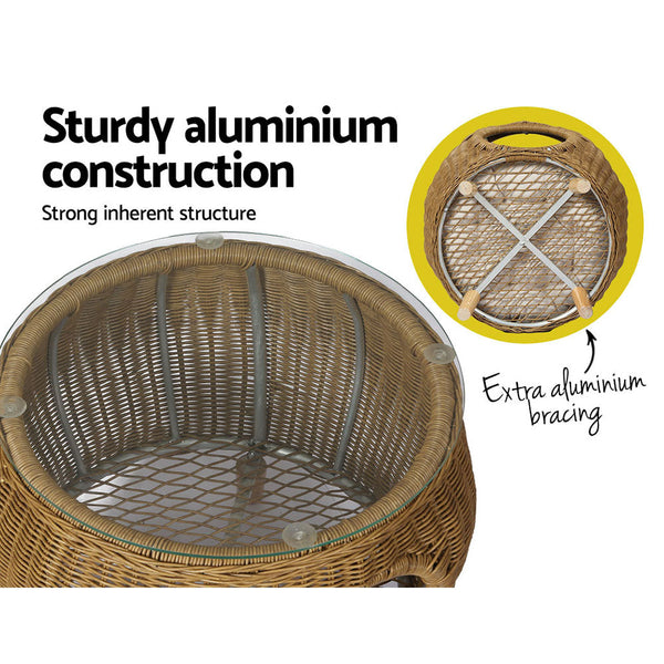 Gardeon Side Table Coffee Pet Bed Wicker Indoor Outdoor Furniture Patio Desk Gardeon