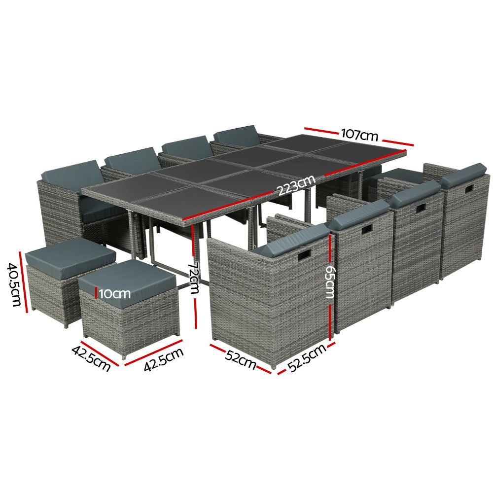 Gardeon 13 PCS Outdoor Dining Set Table Chairs Patio Lounge Setting Furniture Gardeon