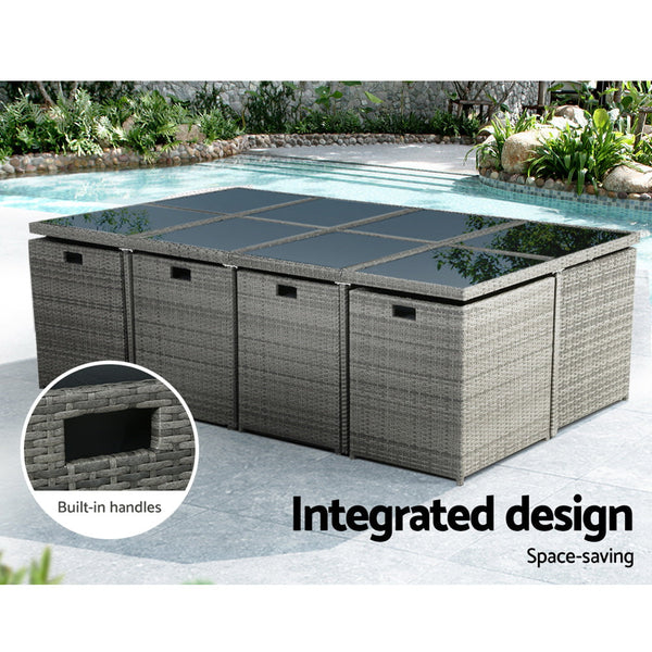 Gardeon 13 PCS Outdoor Dining Set Table Chairs Patio Lounge Setting Furniture Gardeon