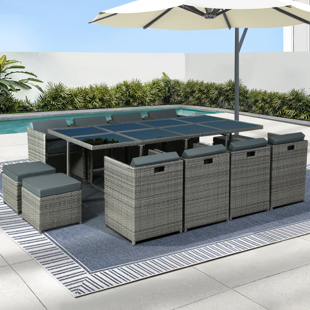 Gardeon 13 PCS Outdoor Dining Set Table Chairs Patio Lounge Setting Furniture Gardeon