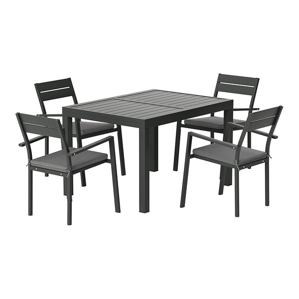 Gardeon 5pcs Outdoor Dining Set 4-Seater Aluminum Extension Table Chairs Lounge Gardeon