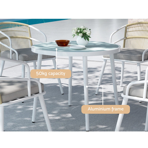 Gardeon 5pc Outdoor Dining Set Furniture Table and Chair Lounge Setting 4 Seater Gardeon