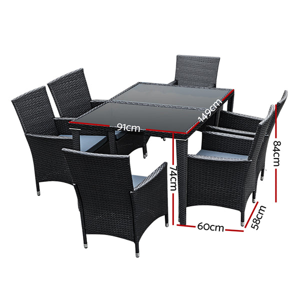 Gardeon Outdoor Furniture 7pcs Dining Set freeshipping - Awezingly