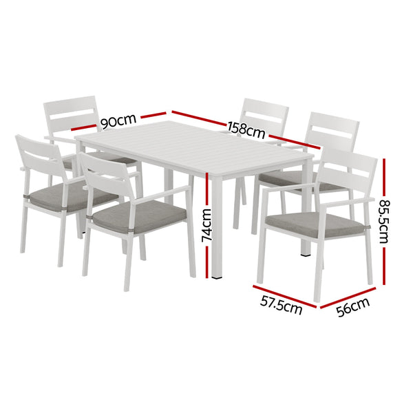 Gardeon 7 Piece Outdoor Dining Set Aluminum Table Chairs 6-seater Lounge Setting Gardeon