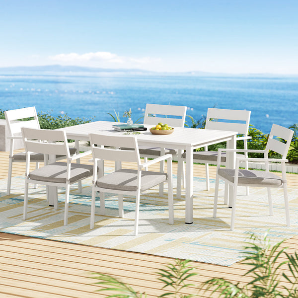 Gardeon 7 Piece Outdoor Dining Set Aluminum Table Chairs 6-seater Lounge Setting Gardeon